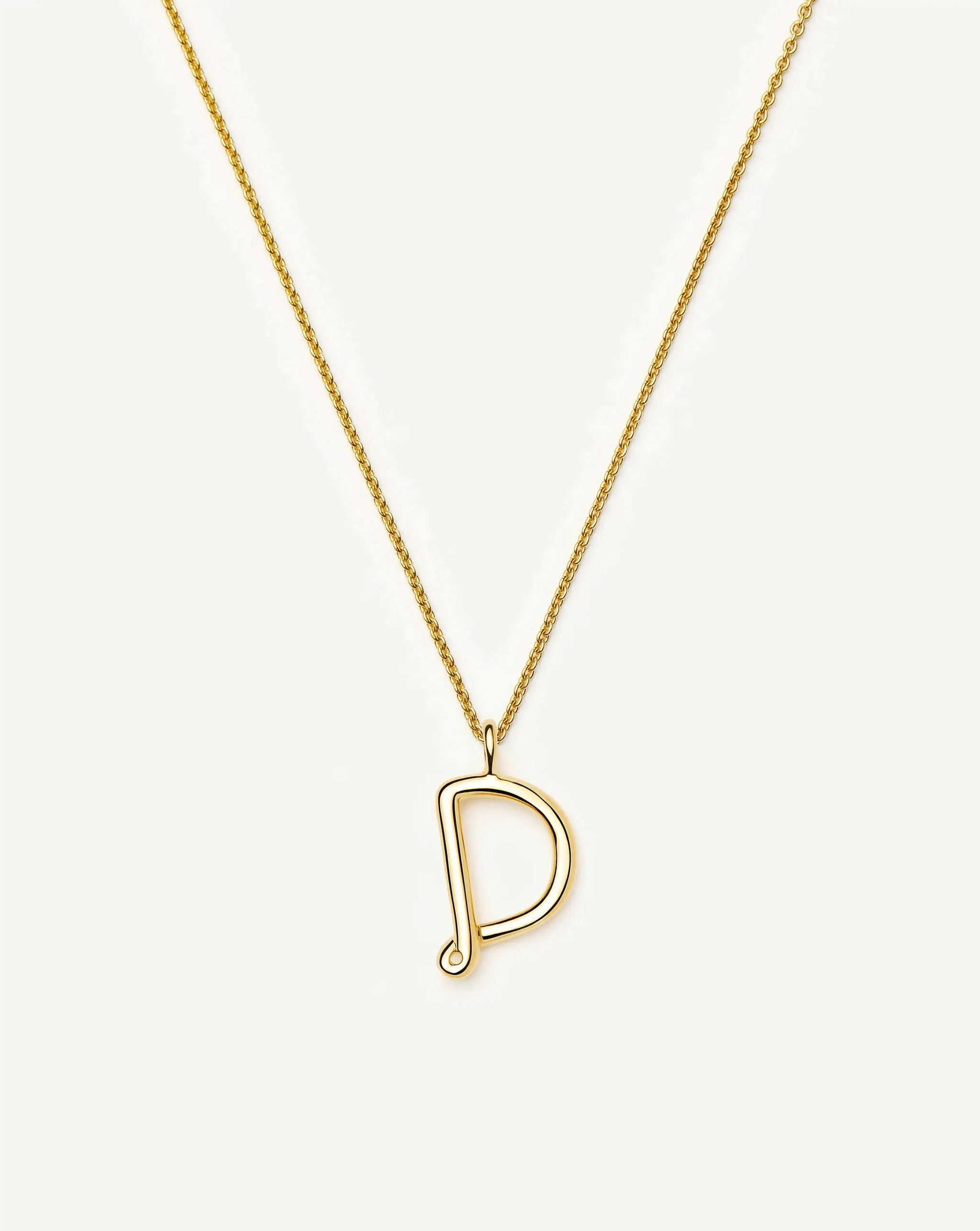 Curly Molten Initial Pendant Necklace - D | 18k Gold Vermeil Necklaces Missoma 