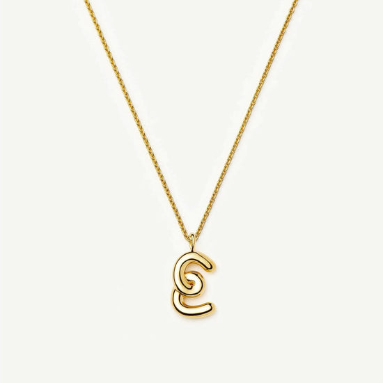 Curly Molten Initial Pendant Necklace - E | 18k Gold Vermeil Necklaces Missoma 