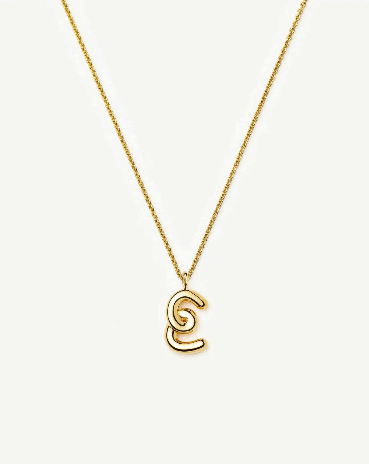 Curly Molten Initial Pendant Necklace - E | 18k Gold Vermeil Necklaces Missoma 