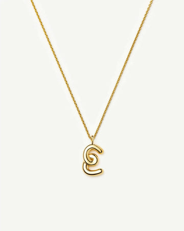 Curly Molten Initial Pendant Necklace - E | 18k Gold Vermeil Necklaces Missoma 