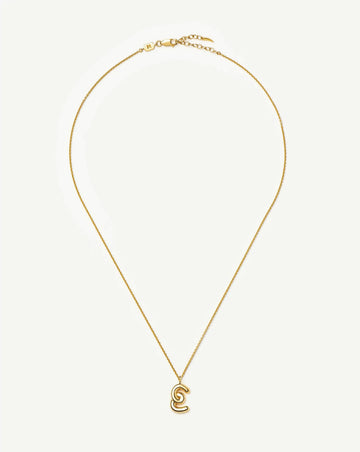 Curly Molten Initial Pendant Necklace - E | 18k Gold Vermeil Necklaces Missoma 