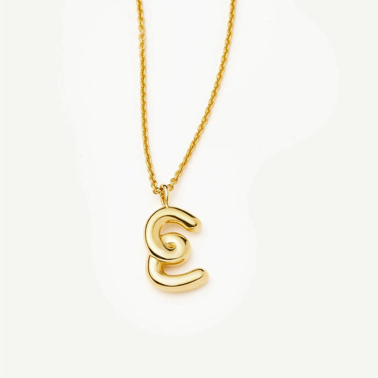 Curly Molten Initial Pendant Necklace - E | 18k Gold Vermeil Necklaces Missoma 
