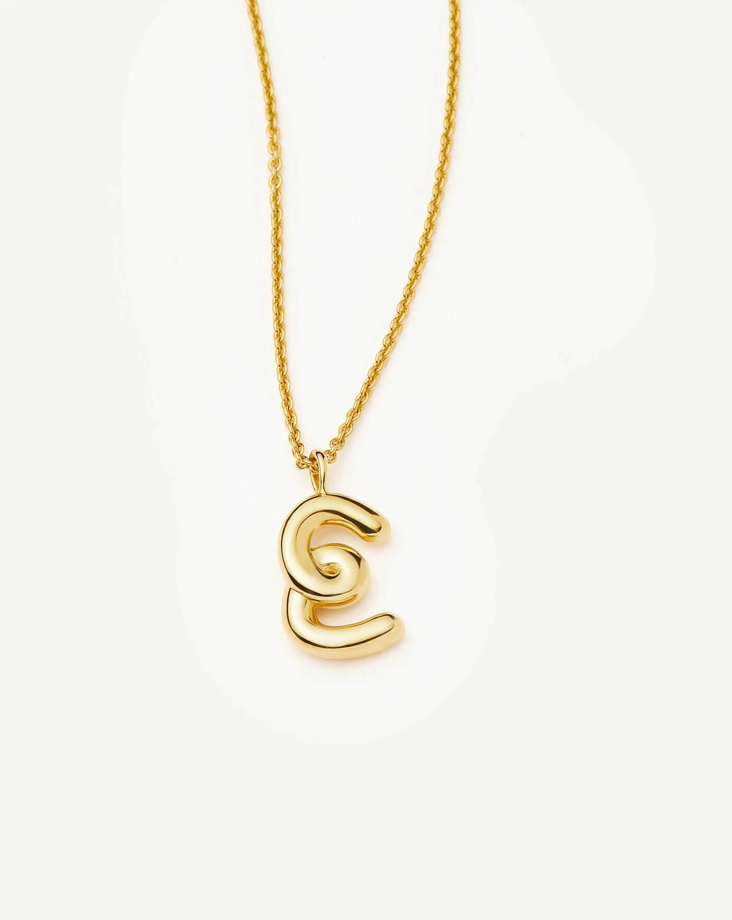 Curly Molten Initial Pendant Necklace - E | 18k Gold Vermeil Necklaces Missoma 