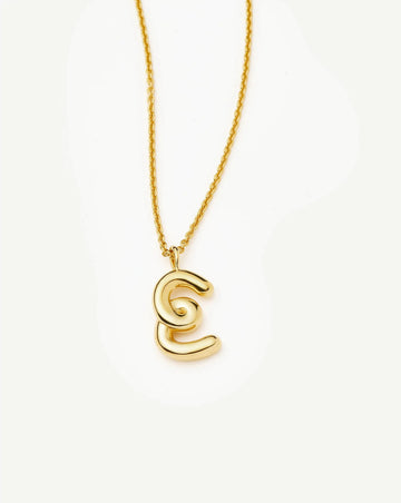 Curly Molten Initial Pendant Necklace - E | 18k Gold Vermeil Necklaces Missoma 
