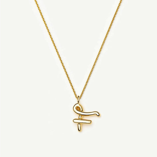 Curly Molten Initial Pendant Necklace - F | 18k Gold Vermeil Necklaces Missoma 