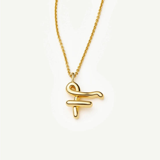 Curly Molten Initial Pendant Necklace - F | 18k Gold Vermeil Necklaces Missoma 