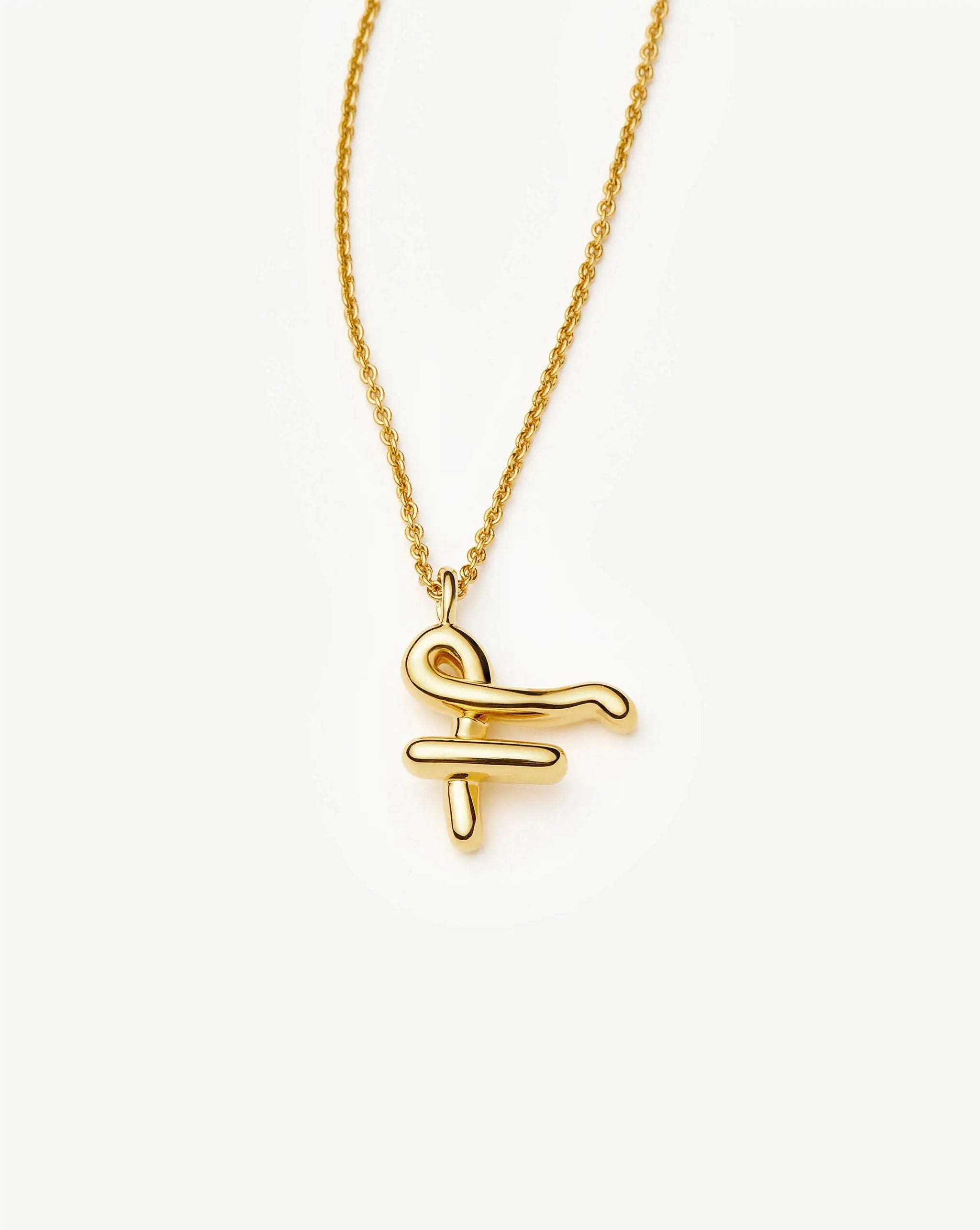 Curly Molten Initial Pendant Necklace - F | 18k Gold Vermeil Necklaces Missoma 