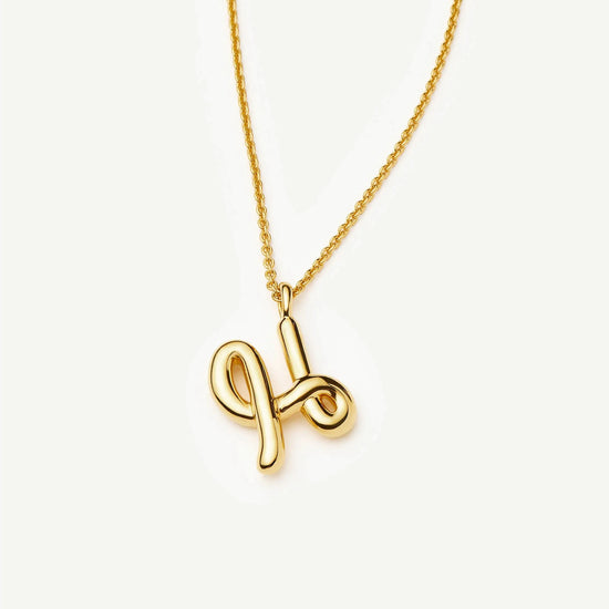 Curly Molten Initial Pendant Necklace - H | 18k Gold Vermeil Necklaces Missoma 