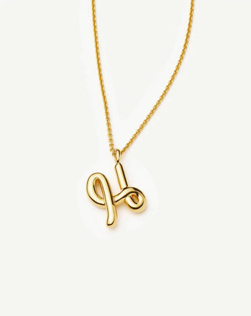 Curly Molten Initial Pendant Necklace - H | 18k Gold Vermeil Necklaces Missoma 