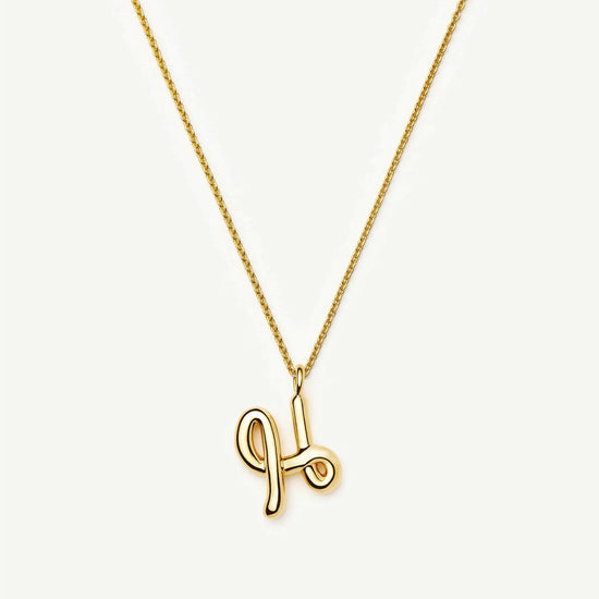 Curly Molten Initial Pendant Necklace - H | 18k Gold Vermeil Necklaces Missoma 