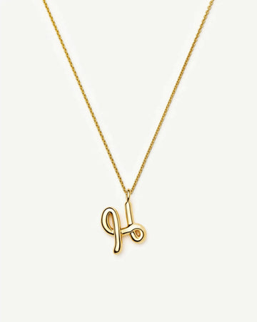 Curly Molten Initial Pendant Necklace - H | 18k Gold Vermeil Necklaces Missoma 