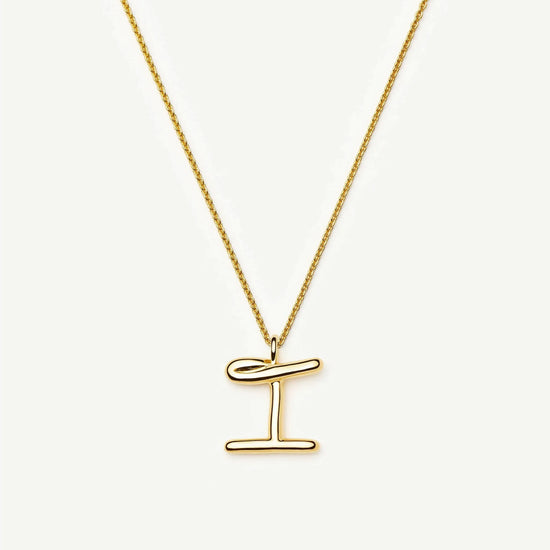 Curly Molten Initial Pendant Necklace - I | 18k Gold Vermeil Necklaces Missoma 