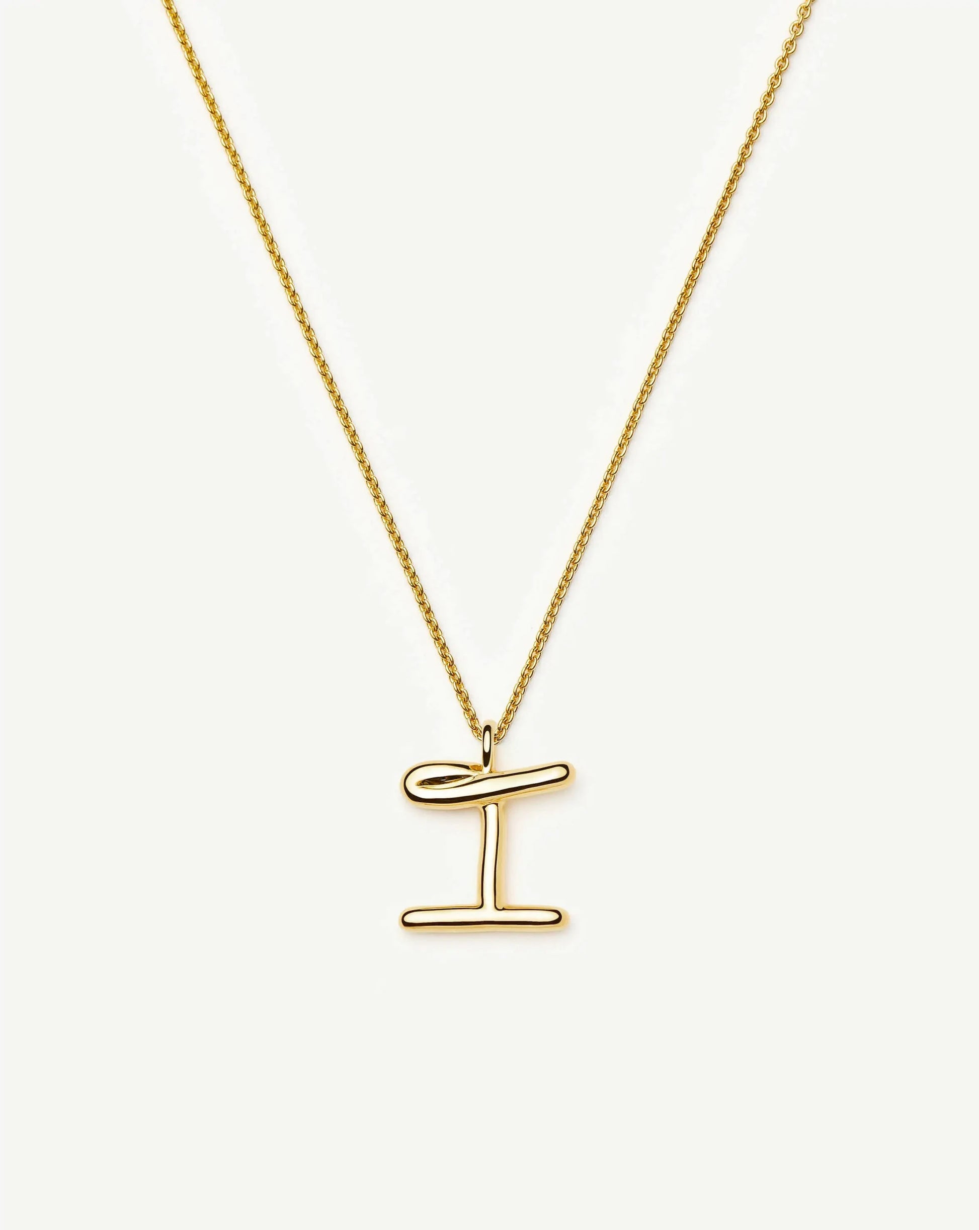 Curly Molten Initial Pendant Necklace - I | 18k Gold Vermeil Necklaces Missoma 