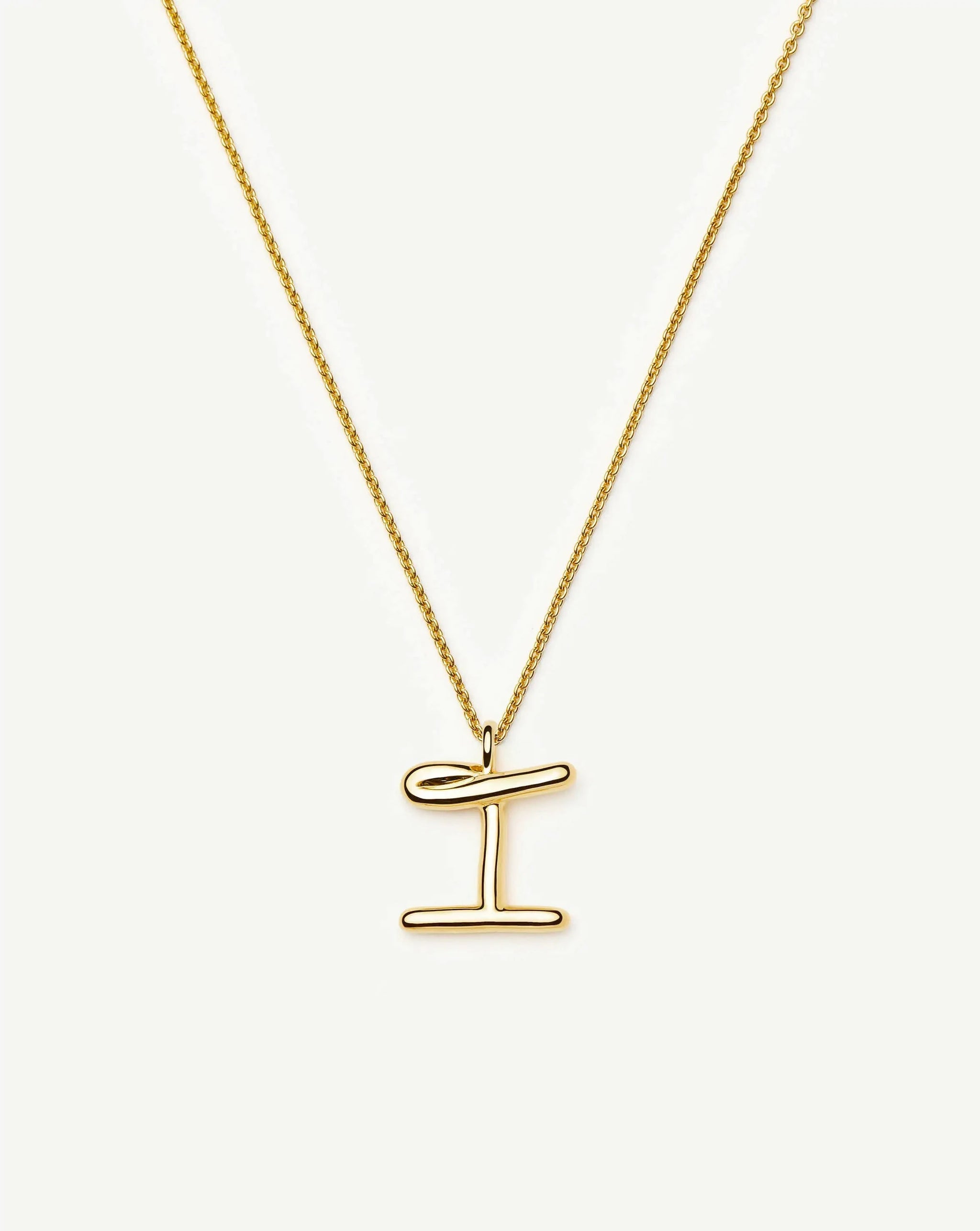 Curly Molten Initial Pendant Necklace - I | 18k Gold Vermeil Necklaces Missoma 