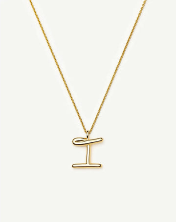 Curly Molten Initial Pendant Necklace - I | 18k Gold Vermeil Necklaces Missoma 