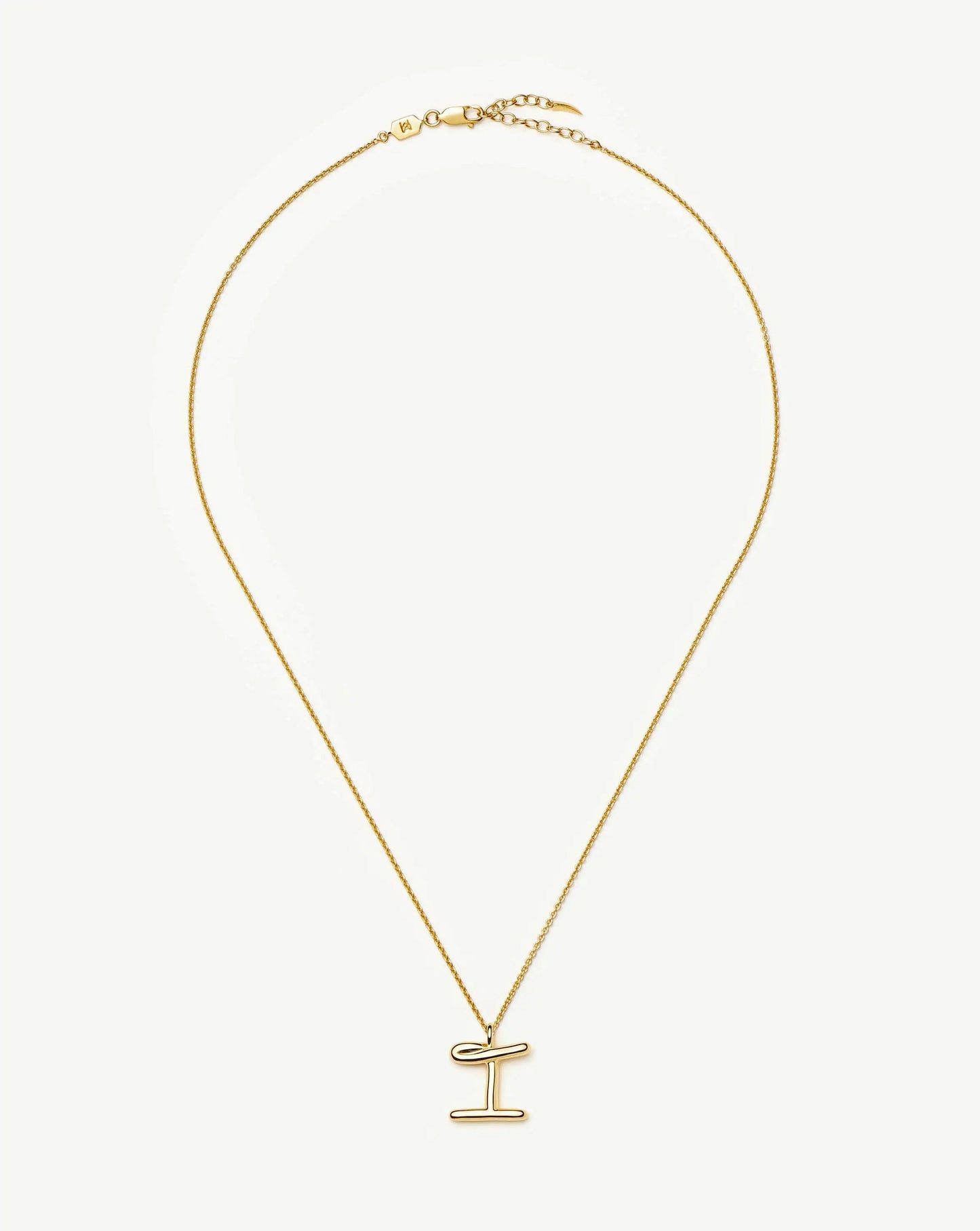 Curly Molten Initial Pendant Necklace - I | 18k Gold Vermeil Necklaces Missoma 