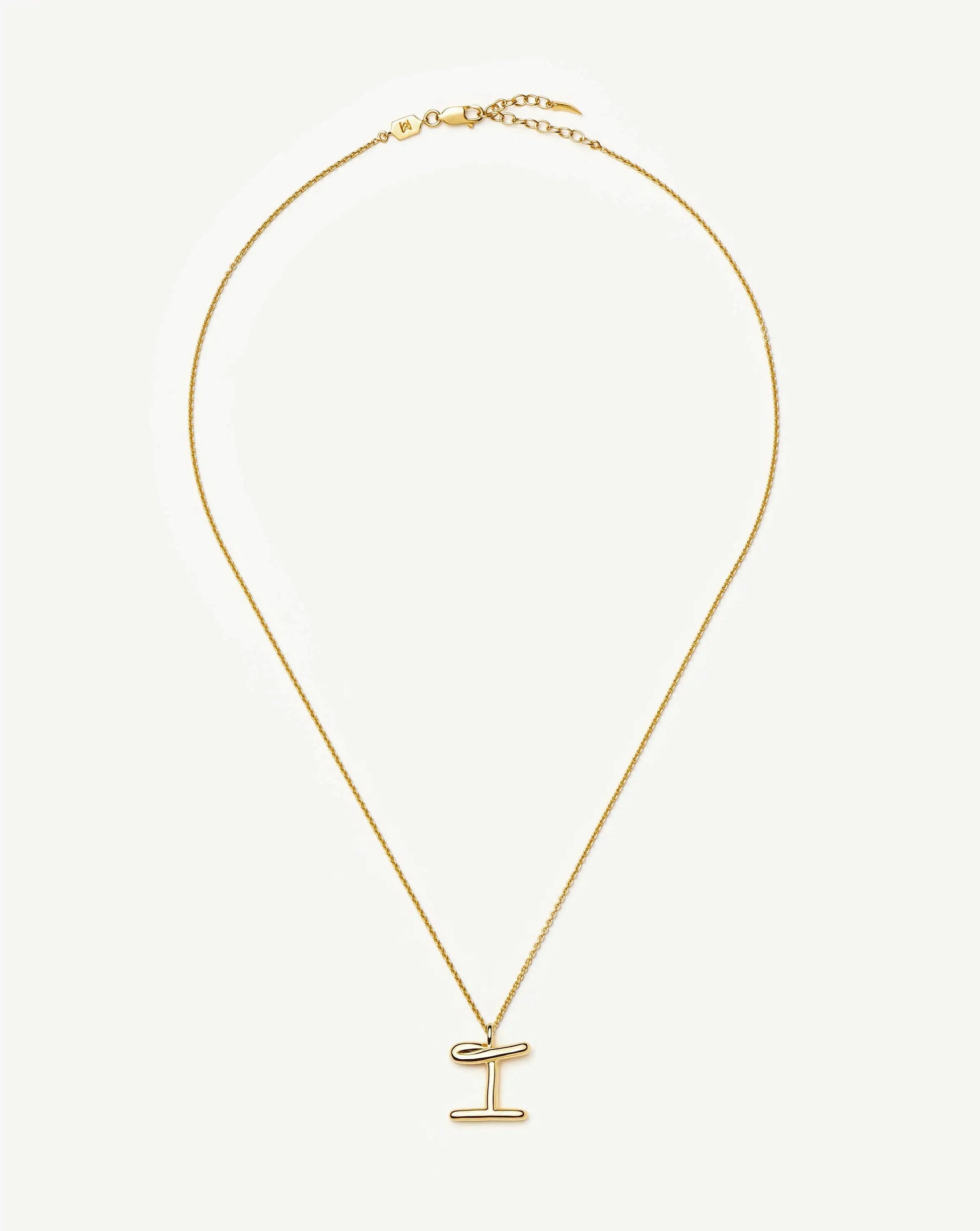 Curly Molten Initial Pendant Necklace - I | 18k Gold Vermeil Necklaces Missoma 