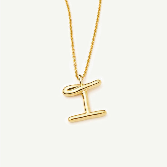Curly Molten Initial Pendant Necklace - I | 18k Gold Vermeil Necklaces Missoma 