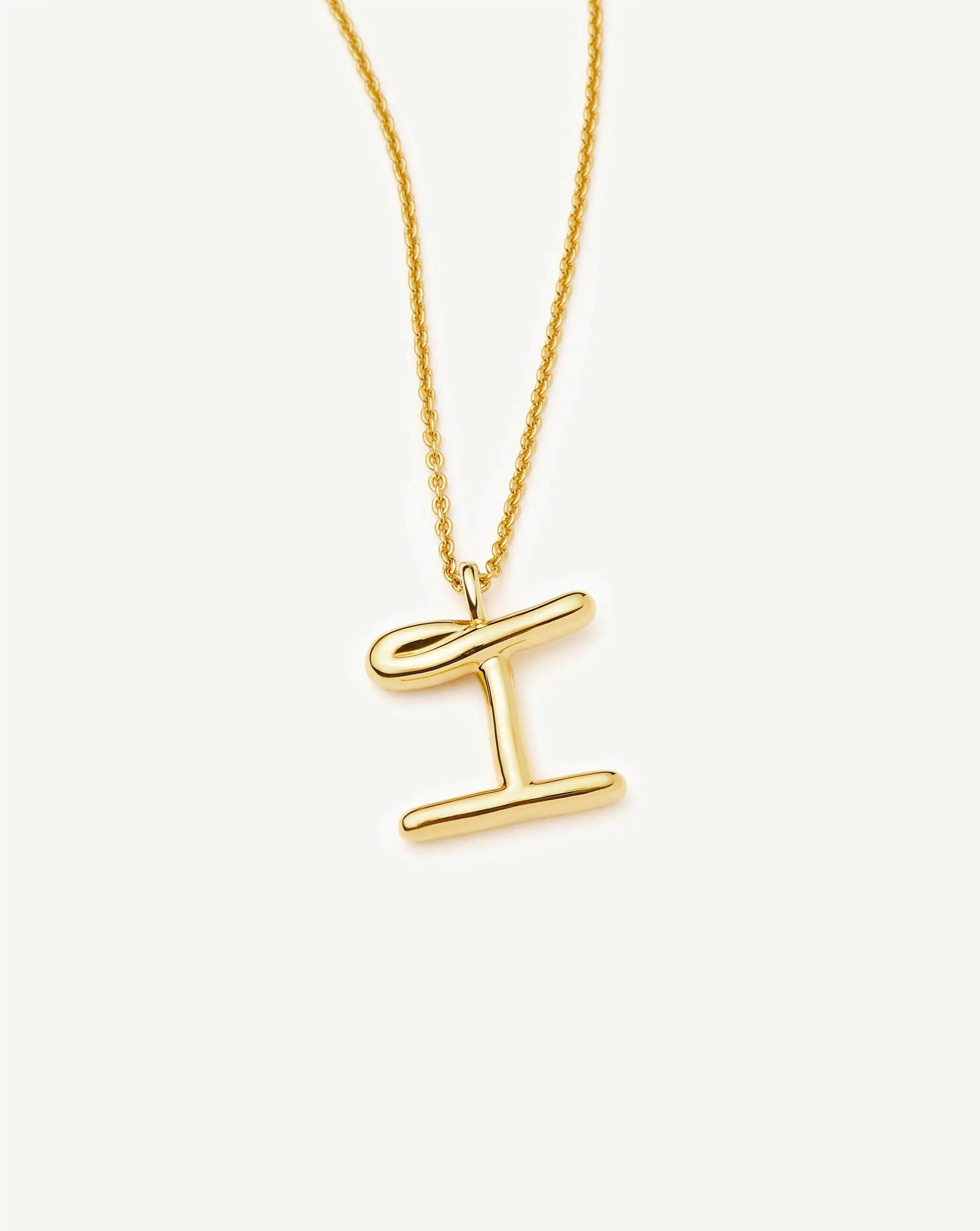 Curly Molten Initial Pendant Necklace - I | 18k Gold Vermeil Necklaces Missoma 