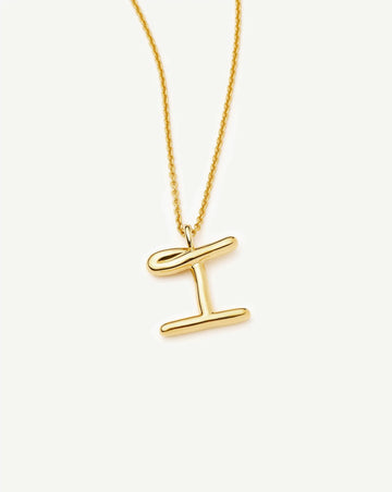Curly Molten Initial Pendant Necklace - I | 18k Gold Vermeil Necklaces Missoma 