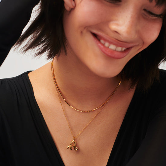 Curly Molten Initial Pendant Necklace - Initial A | 18ct Gold Plated Vermeil Necklaces Missoma 