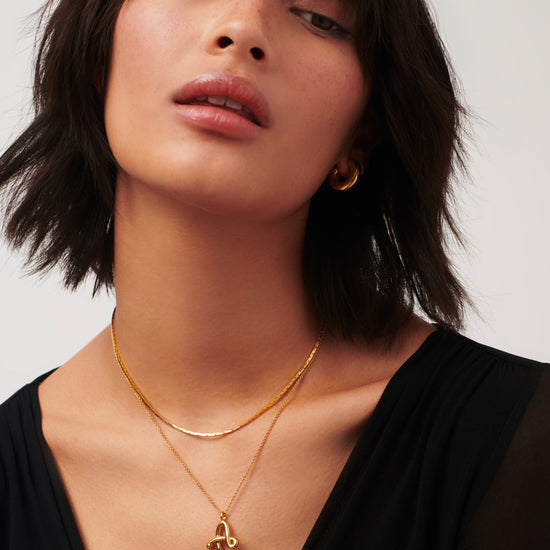 Curly Molten Initial Pendant Necklace - Initial A | 18ct Gold Plated Vermeil Necklaces Missoma 