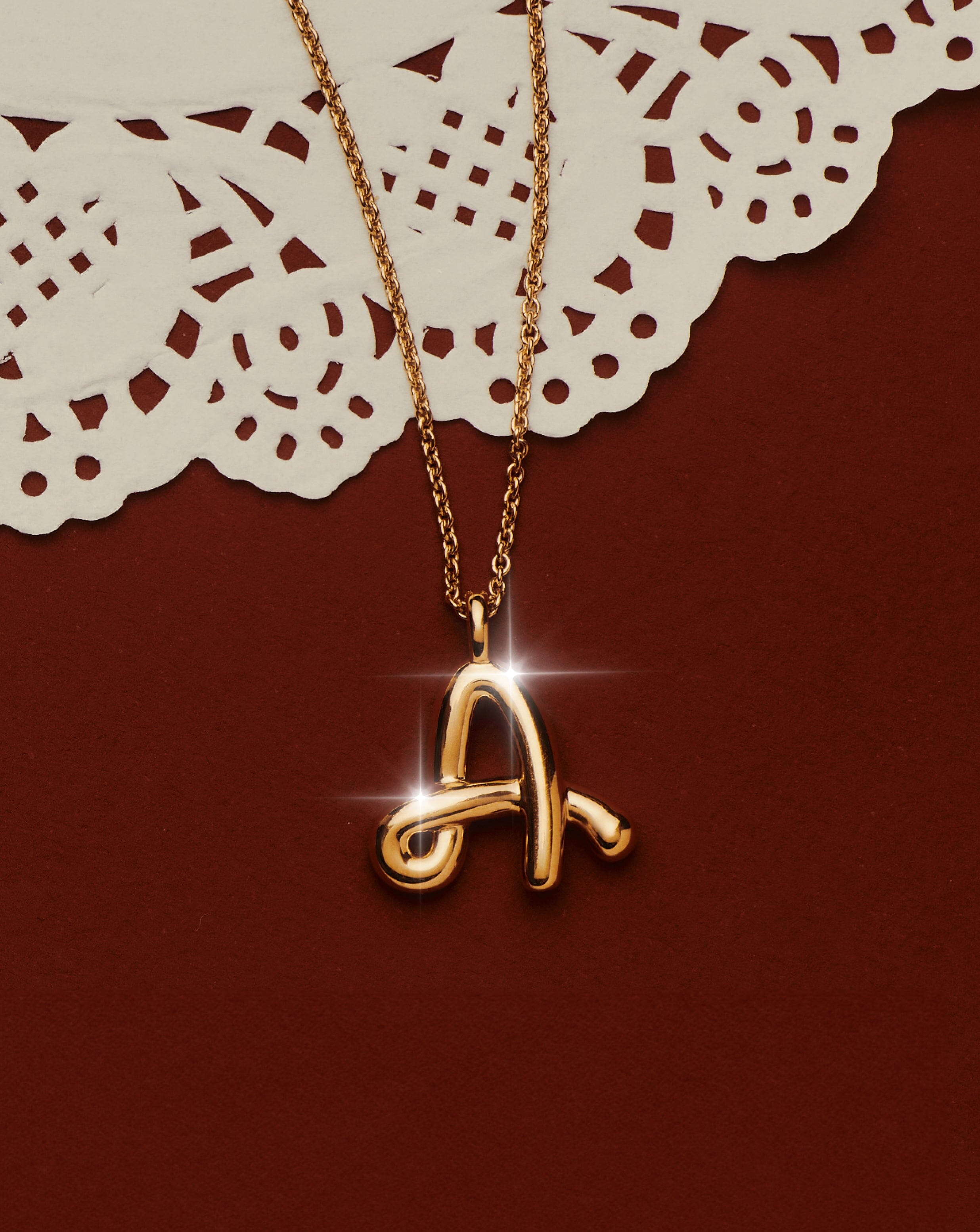 Curly Molten Initial Pendant Necklace - Initial A | 18k Gold Vermeil Necklaces Missoma 
