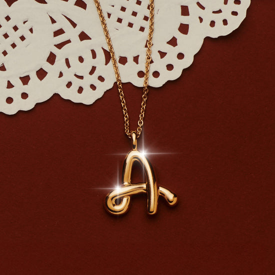 Curly Molten Initial Pendant Necklace - Initial A | 18k Gold Vermeil Necklaces Missoma 