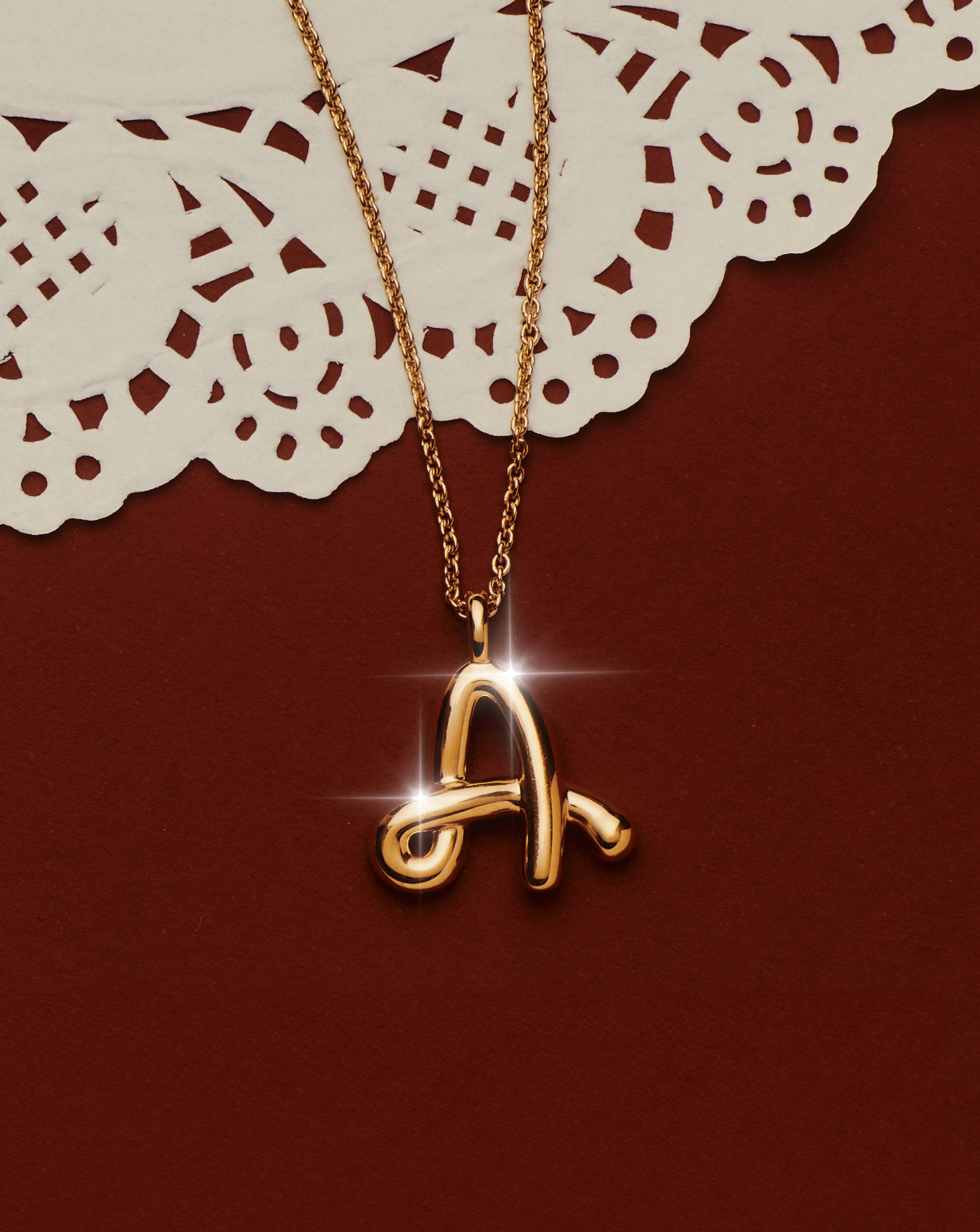 Curly Molten Initial Pendant Necklace - Initial A | 18k Gold Vermeil Necklaces Missoma 