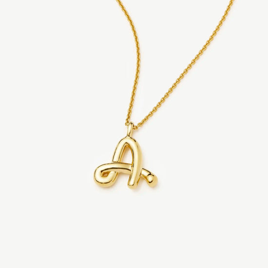 Curly Molten Initial Pendant Necklace - Initial A | 18k Gold Vermeil Necklaces Missoma 