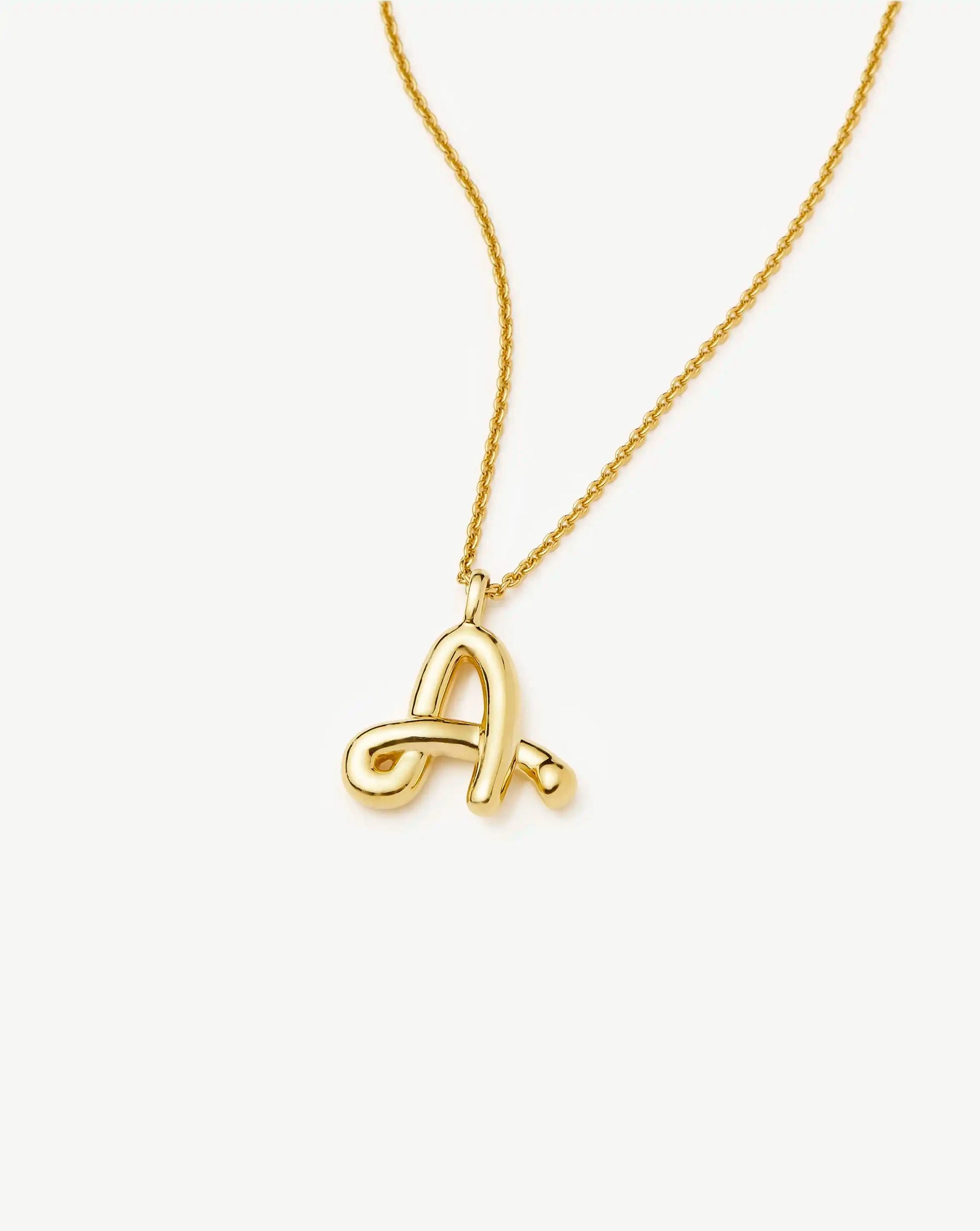 Curly Molten Initial Pendant Necklace - Initial A | 18k Gold Vermeil Necklaces Missoma 