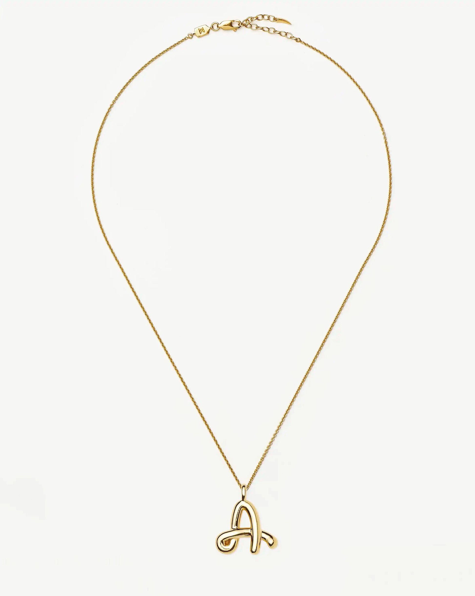 Curly Molten Initial Pendant Necklace - Initial A | 18k Gold Vermeil Necklaces Missoma 