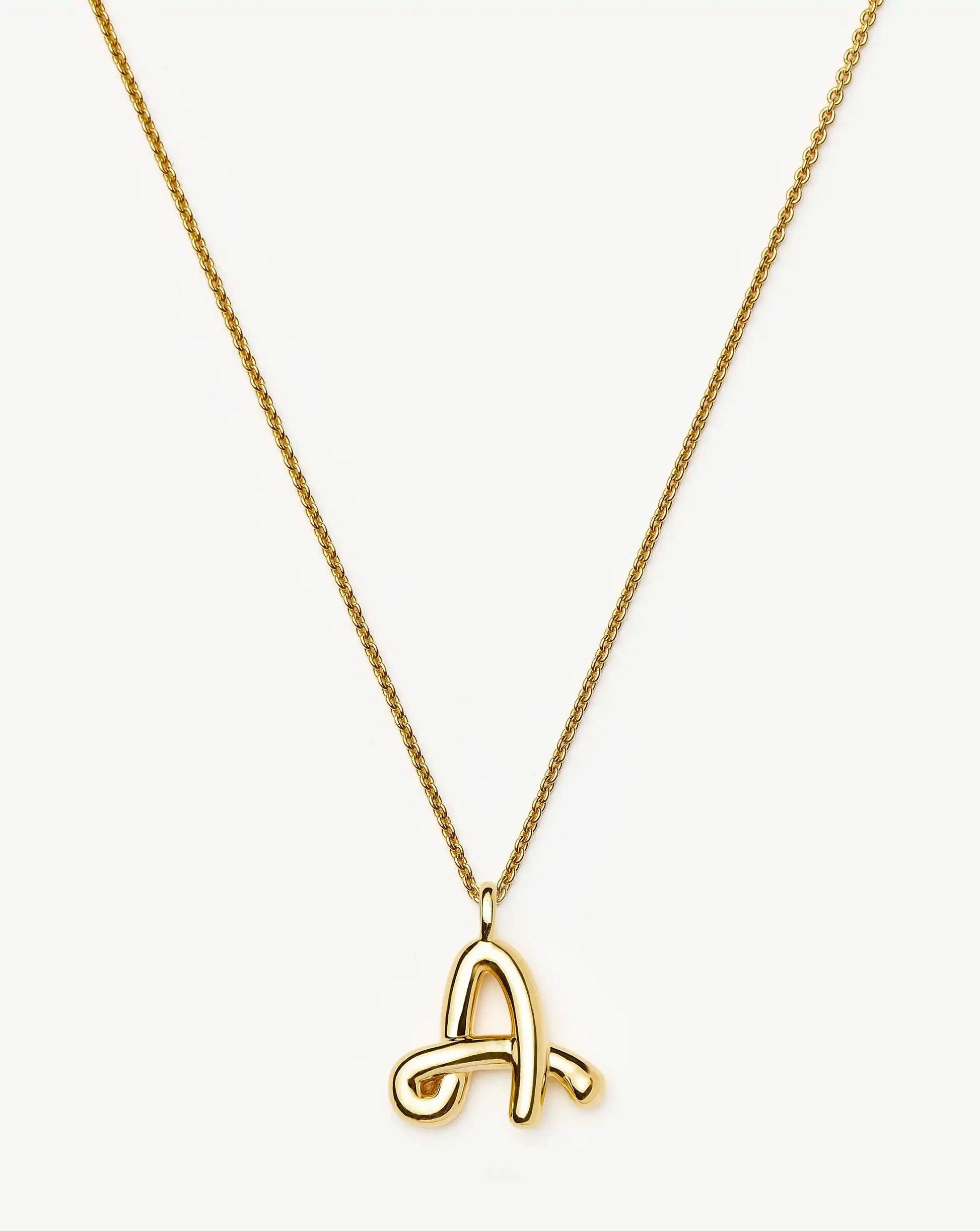 Curly Molten Initial Pendant Necklace - Initial A | 18k Gold Vermeil Necklaces Missoma 