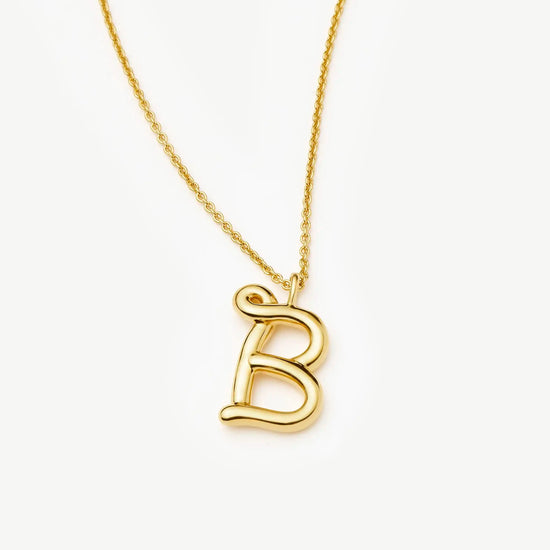 Curly Molten Initial Pendant Necklace - Initial B | 18k Gold Vermeil Necklaces Missoma 