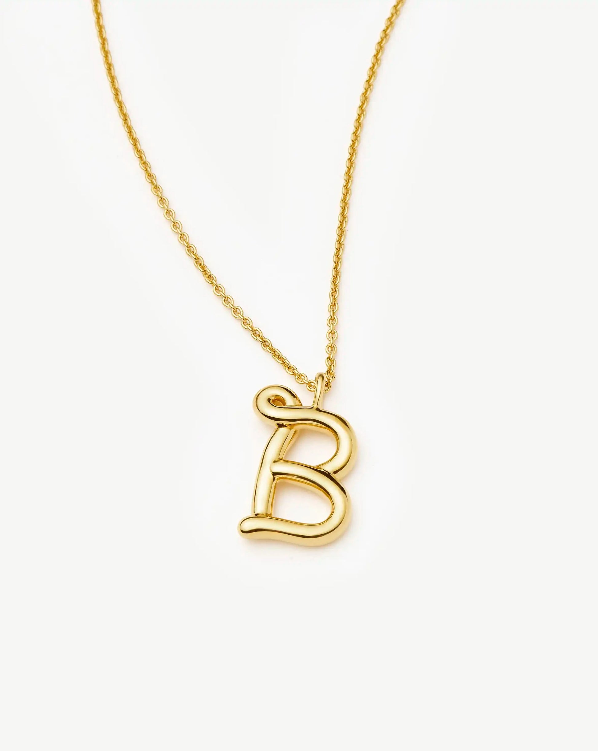Curly Molten Initial Pendant Necklace - Initial B | 18k Gold Vermeil Necklaces Missoma 