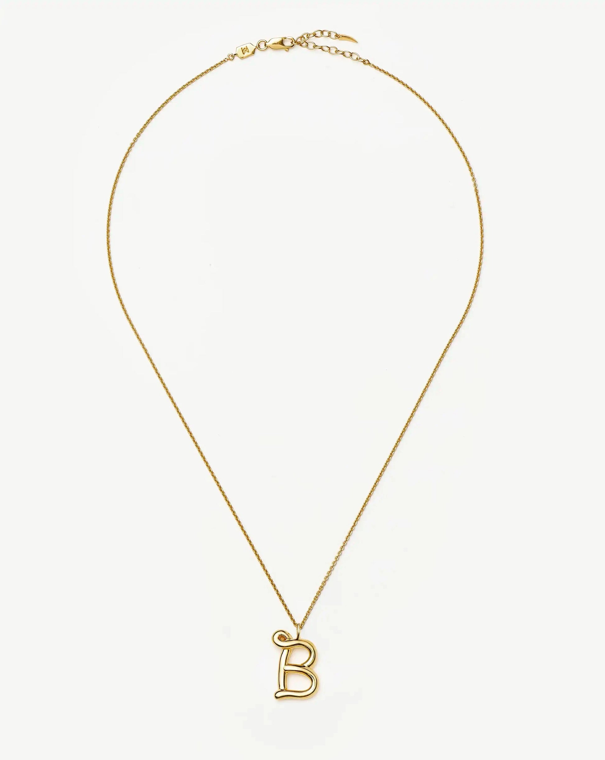 Curly Molten Initial Pendant Necklace - Initial B | 18k Gold Vermeil Necklaces Missoma 