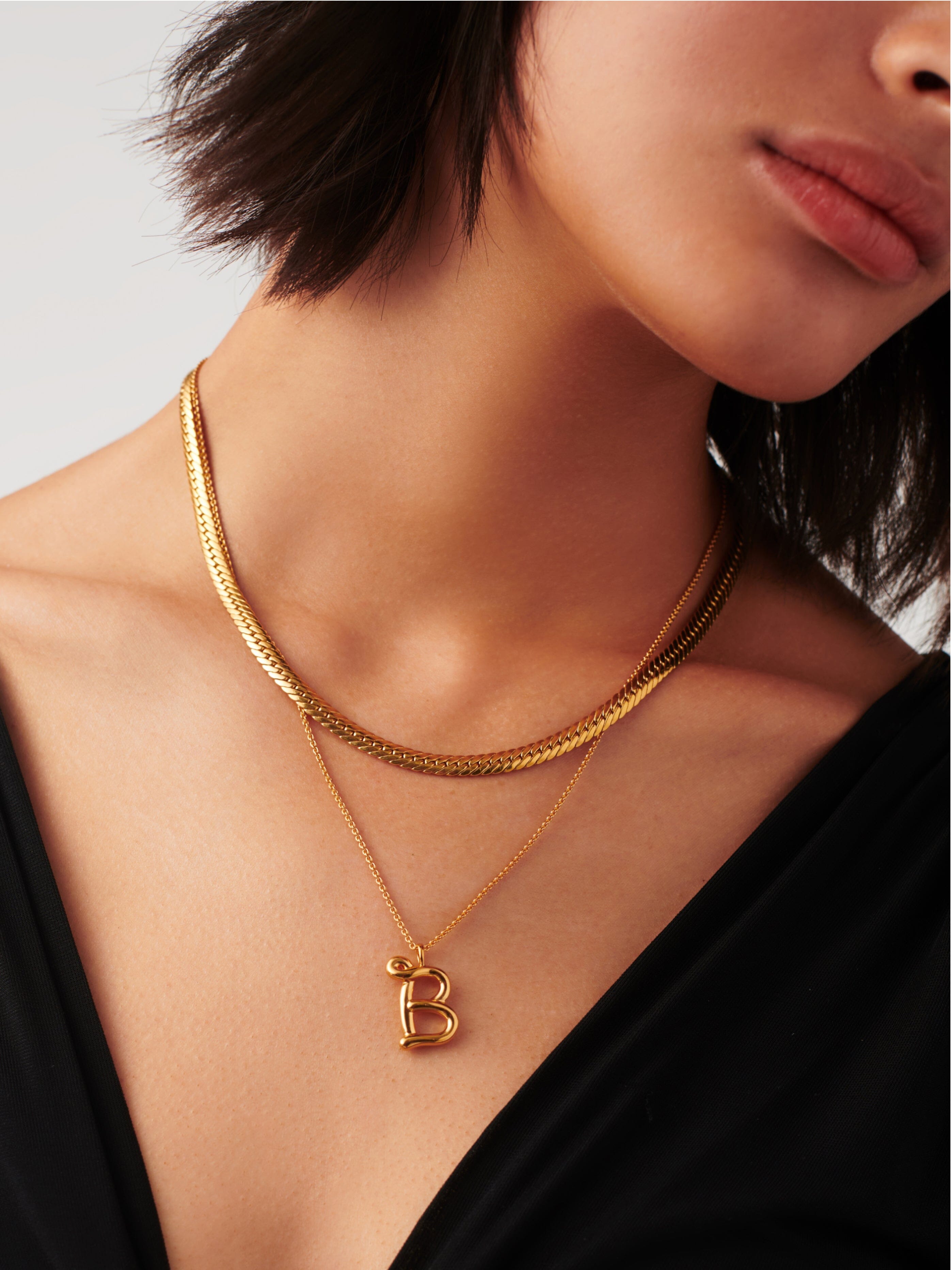 Curly Molten Initial Pendant Necklace - Initial B | 18k Gold Vermeil Necklaces Missoma 