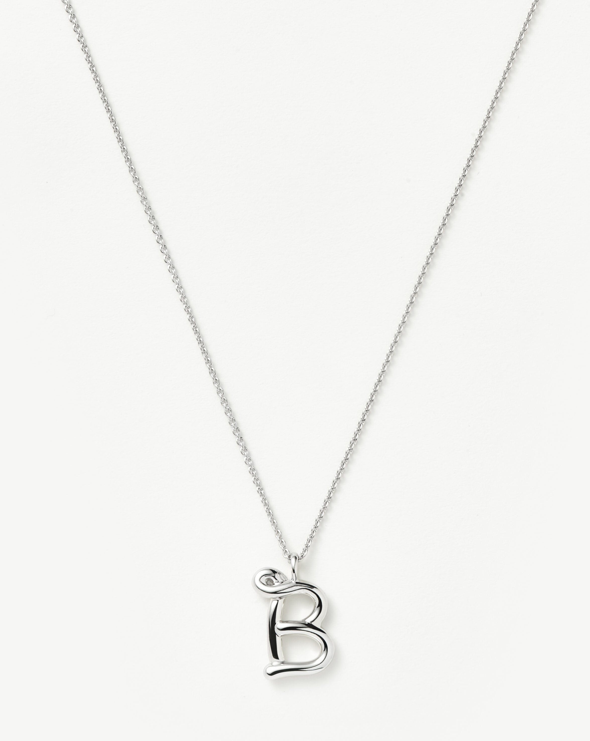 Curly Molten Initial Pendant Necklace - Initial B | Sterling Silver Necklaces Missoma 