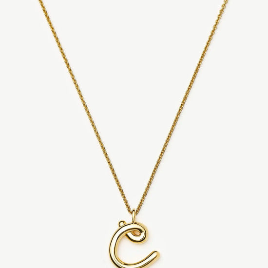 Curly Molten Initial Pendant Necklace - Initial C | 18k Gold Vermeil Necklaces Missoma 