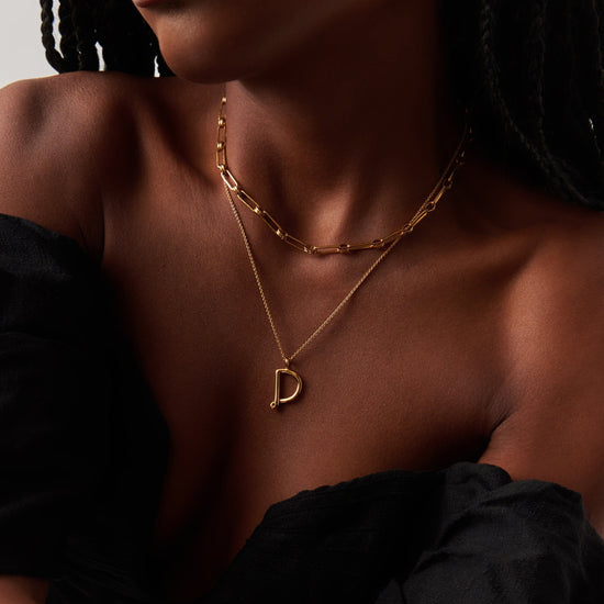 Curly Molten Initial Pendant Necklace - Initial D | 18ct Gold Plated Vermeil Necklaces Missoma 