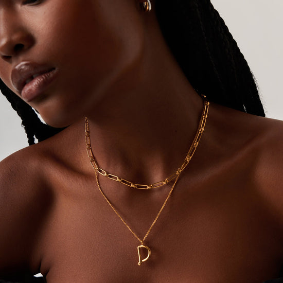 Curly Molten Initial Pendant Necklace - Initial D | 18ct Gold Plated Vermeil Necklaces Missoma 