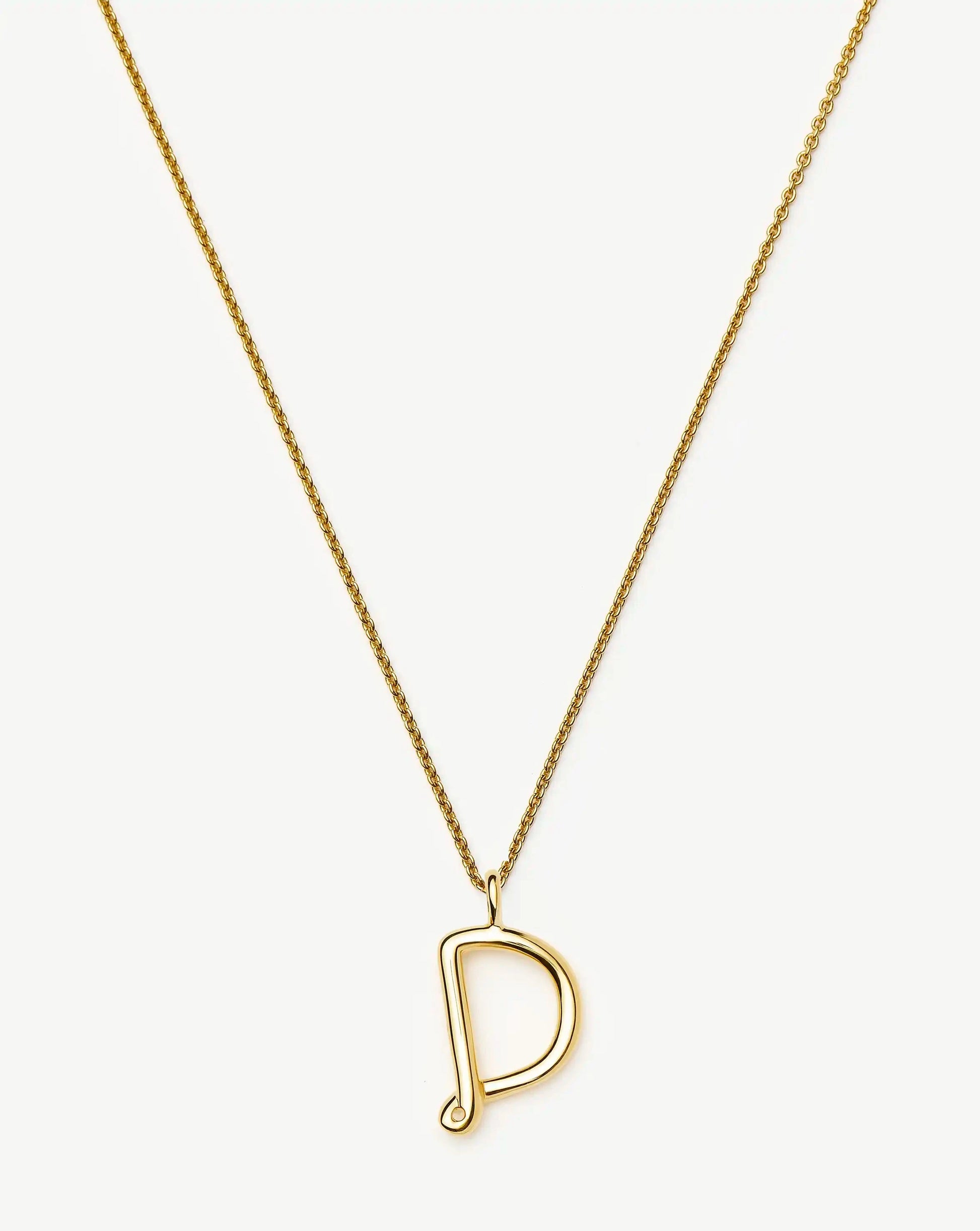 Curly Molten Initial Pendant Necklace - Initial D | 18k Gold Vermeil Necklaces Missoma 