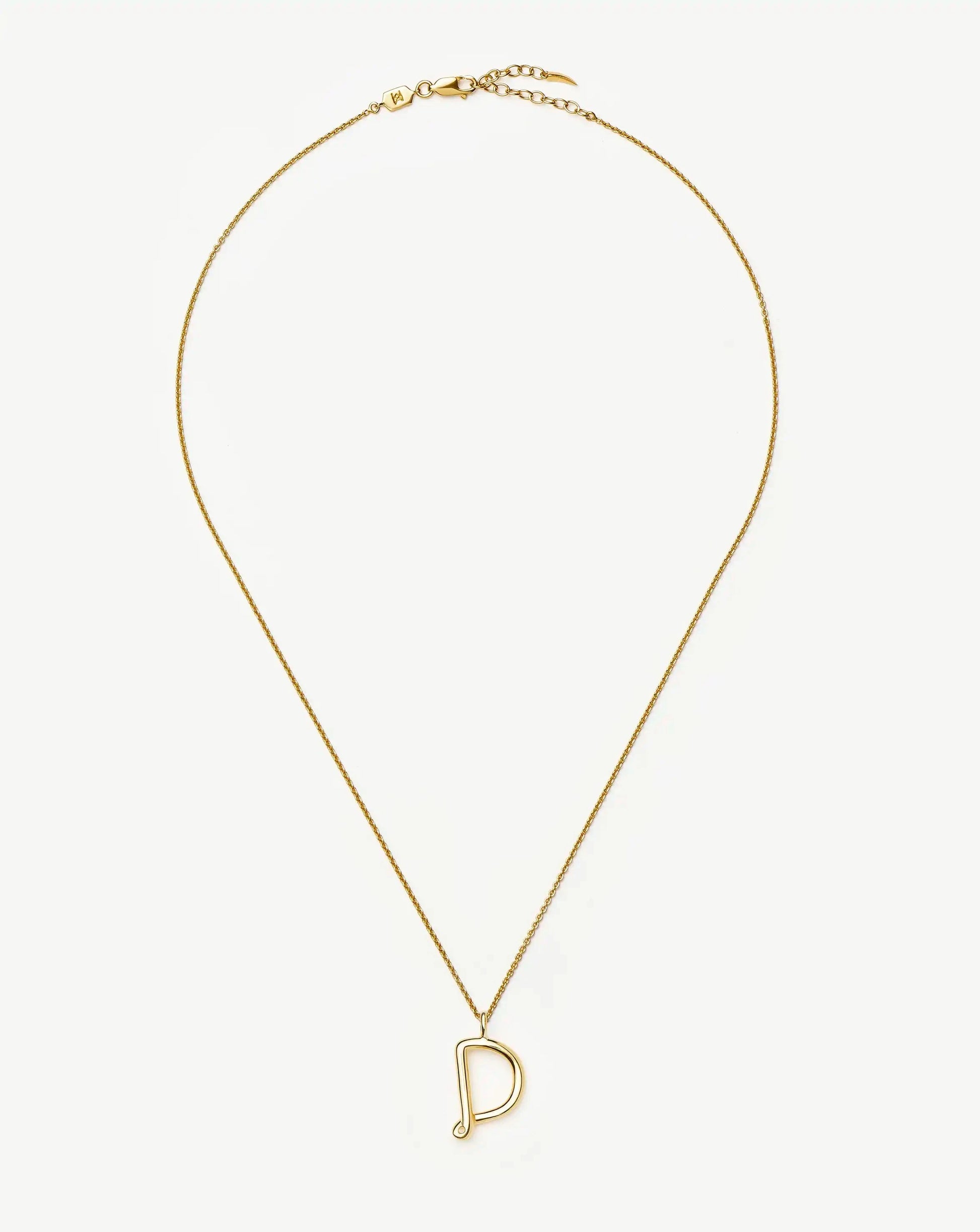 Curly Molten Initial Pendant Necklace - Initial D | 18k Gold Vermeil Necklaces Missoma 