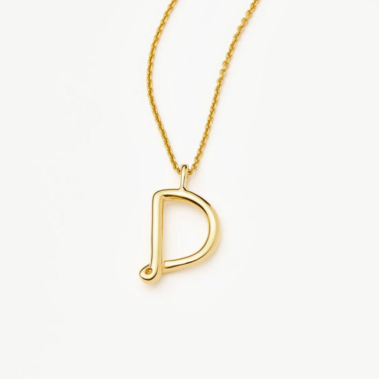 Curly Molten Initial Pendant Necklace - Initial D | 18k Gold Vermeil Necklaces Missoma 