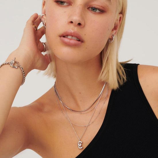 Curly Molten Initial Pendant Necklace - Initial E | Sterling Silver Necklaces Missoma 