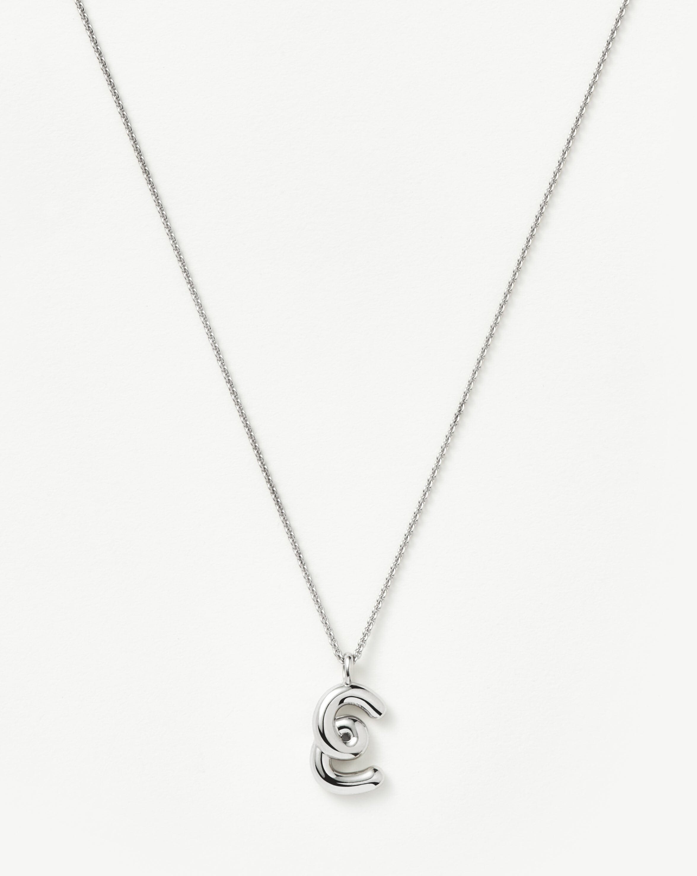 Curly Molten Initial Pendant Necklace - Initial E | Sterling Silver Necklaces Missoma 