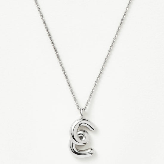 Curly Molten Initial Pendant Necklace - Initial E | Sterling Silver Necklaces Missoma 