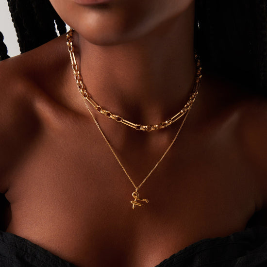 Curly Molten Initial Pendant Necklace - Initial F | 18ct Gold Plated Vermeil Necklaces Missoma 