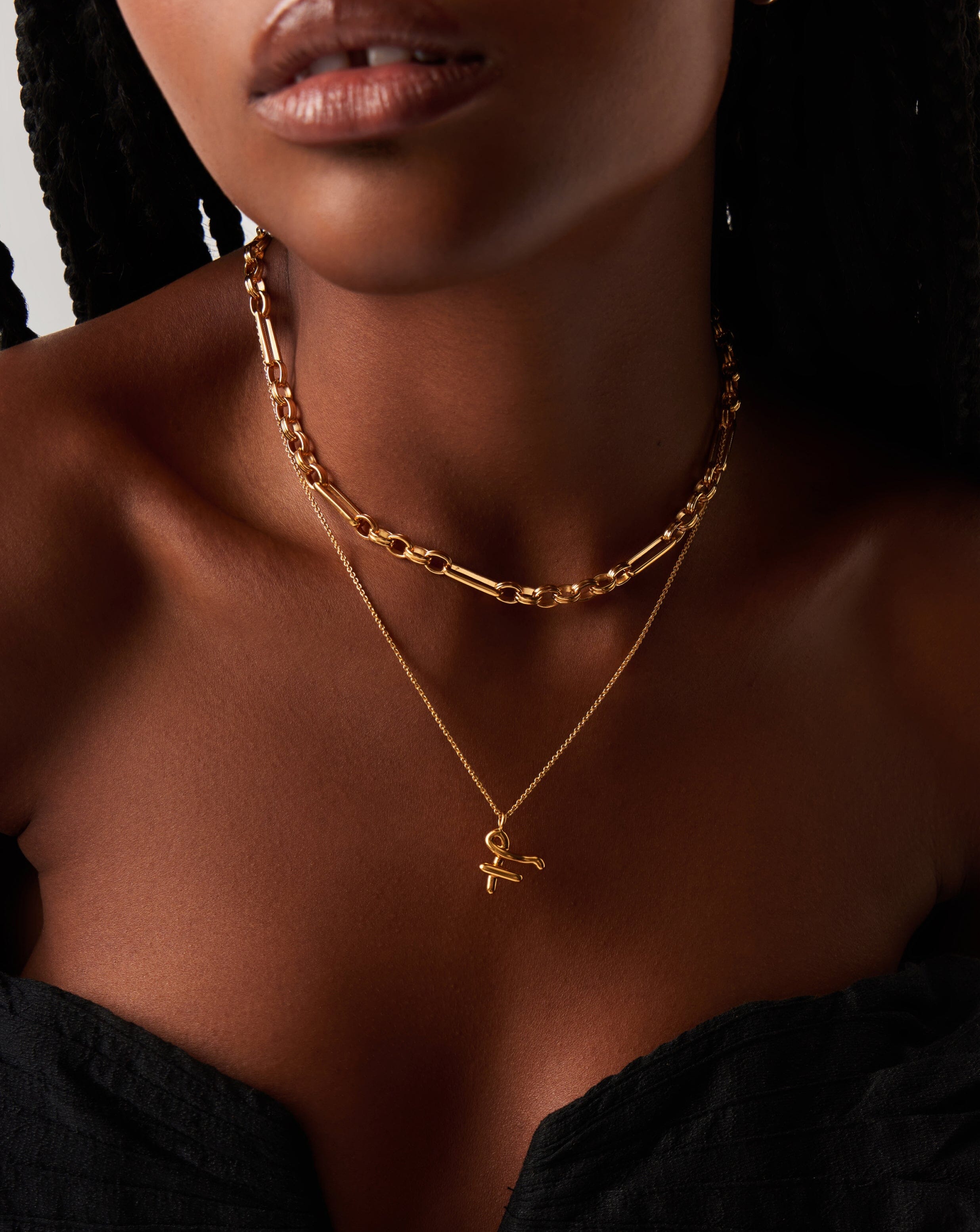 Curly Molten Initial Pendant Necklace - Initial F | 18ct Gold Plated Vermeil Necklaces Missoma 