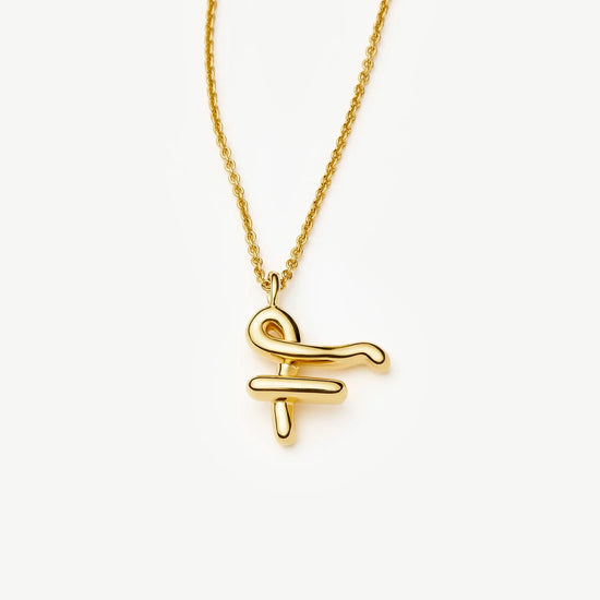 Curly Molten Initial Pendant Necklace - Initial F | 18k Gold Vermeil Necklaces Missoma 